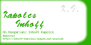 kapolcs inhoff business card